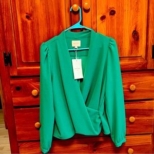 NWT Sezane emerald blouse size 8
